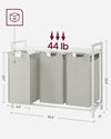 VASAGLE Laundry Hamper with Shelf and Pull-Out Bag 3 x 38L White BLH301W01