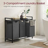 VASAGLE Laundry Hamper with Shelf and Pull-Out Bag 3 x 38L Black and Gray BLH301G01