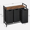 VASAGLE Laundry Hamper with 3 Bags Rustic Brown and Black