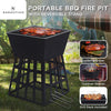 Wallaroo Outdoor Fire Pit for BBQ, Grilling, Cooking, Camping- Portable Brazier with Reversible Stand for Backyard