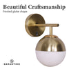 Sarantino Wall Lamp with Gold Metal Base and White Glass Shade