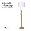 Sarantino Brushed Gold Height-Adjustable Metal Floor Lamp