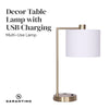 Sarantino Metal Task Lamp with USB Charging Port Antique Brass Finish