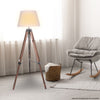 Sarantino Solid Wood Tripod Floor Lamp Adjustable Height White Shade