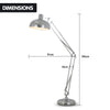 Sarantino Metal Architect Floor Lamp Shade Adjustable Height - Chrome