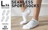 Rexy 4 Pack Large White Seamless Sport Sneakers Socks Non-Slip Heel Tab