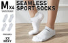 Rexy 4 Pack Medium White Seamless Sport Sneakers Socks Non-Slip Heel Tab