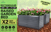 Home Ready 2 Set 320 x 80 x 77cm Grey 2-in-1 Raised Garden Bed Galvanised Steel Planter