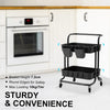 Kandoka 2 Tier Black Trolley Cart Storage Utility Rack Organiser Swivel Kitchen