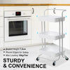 Kandoka 2 Tier White Trolley Cart Storage Utility Rack Organiser Swivel Kitchen