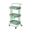 Kandoka 3 Tier Green Trolley Cart Storage Utility Rack Organiser Swivel Kitchen