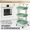 Kandoka 3 Tier Green Trolley Cart Storage Utility Rack Organiser Swivel Kitchen