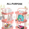 Kandoka 3 Tier Pink Trolley Cart Storage Utility Rack Organiser Swivel Kitchen