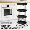 Kandoka 4 Tier Black Trolley Cart Storage Utility Rack Organiser Swivel Kitchen