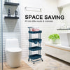 Kandoka 4 Tier Blue Trolley Cart Storage Utility Rack Organiser Swivel Kitchen