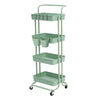 Kandoka 4 Tier Green Trolley Cart Storage Utility Rack Organiser Swivel Kitchen