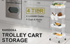 Kandoka 4 Tier White Trolley Cart Storage Utility Rack Organiser Swivel Kitchen