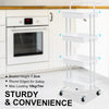 Kandoka 4 Tier White Trolley Cart Storage Utility Rack Organiser Swivel Kitchen