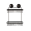 KiahLoc Black Double Rectangular Shelf Removable Suction