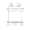 KiahLoc White Double Rectangular Shelf Removable Suction