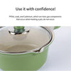 Happy Lambs 16cm Ivory Sauce Pot Frying Pan w/ a Lid Set Non-Stick Stone Induction IH Frypan