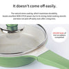 Happy Lambs 16cm Olive Sauce Pot Frying Pan w/ a Lid Set Non-Stick Stone Induction IH Frypan