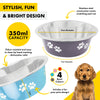 Pet Basic 24PCE Pet Bowls 13cm Stainless Steel Coloured With Paw Prints 350ml