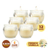 Perfect Scent 12PCE French Vanilla Scented Fragrant Candle Glass Holder 6.5cm