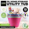 Home Master 12PCE 12L Utility Tubs Carry Handles Versatile Flexible 25 x 30cm