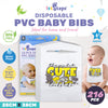 1st Steps 216PCE Disposable PVC Bibs Waterproof  BPA Free 25 x 38cm