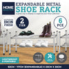 Home Master 6PCE Adjustable 2 Tier Shoe Racks Stainless Steel 35 x 62cm