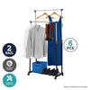 Home Master 6PCE Double Rail Telescopic Garment Rack Adjustable Height