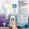 illuminex 6PCE 4.8W Edison Screw LED RGB/Warm White Globe Remote Controlled