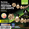 illuminex 6PCE Solar Festoon LED Lights Warm White Weatherprooof 2 Mode 5.7m