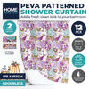 Home Master 12PCE PEVA Patterned Shower Curtain & Hooks Stylish Designs 178cm