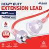 SAS Electrical 6PCE 15m Extension Lead Indicator Light Heavy Duty 240V 10amp