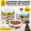 Pet Basic 48PCE Melamine Dog Bowls 310ml Quirky Cartoon Designs 18cm