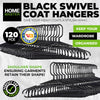 Home Master 120PCE Coat Hangers Swivel Hook Black Hanging Rod Strong 44cm