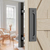 30cm Pull and Flush Barn Door Handle Square Handles set of Frosted Black Surface Square