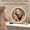 45cm Large Makeup Desk Mirror Lights Round LED Makeup Make up Mirror Bedroom Tabletop Touch Control Gold