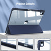 iPad 10th Case 10.9 Inch 2022 with Pencil Holder, Smart iPad Clear Case with Soft TPU Auto Wake Sleep Dark Blue