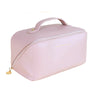 Large Travel Cosmetic Bag Portable Make up Makeup Bag Waterproof PU Leather Storage Pink