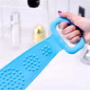 A+Living Silicone Back Scrub Strap with Towel and Brush for Shower Exfoliation Blue