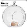 10 x Hanging Clear Glass Ball Tealight Candle Holder  - 10cm Diameter / High - Wedding Globe Decoration Terrarium Succulent Plant Mini Garden Holder Decor Craft Gift