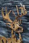 Decorative Deer 3D Wood Metal Wall Art Decor in Blue and Rusty Gold