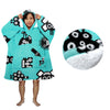 Blanket Hoodie with Sherpa Reverse Aqua Robots