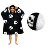 Blanket Hoodie with Sherpa Reverse Black Pirate Skulls