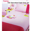 Fairies Embroidered Quilt Cover Set Single