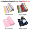 Funky Cute Polar Fleece Throw Rug Bright Stripes