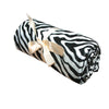 Zebra Chenille Textured Throw Rug Black